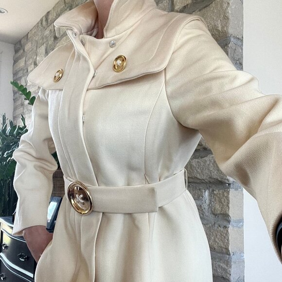 Lily Simon Montreal Vintage Cream Double-Breasted Coat Size S - M Excellent - Picture 16 of 16